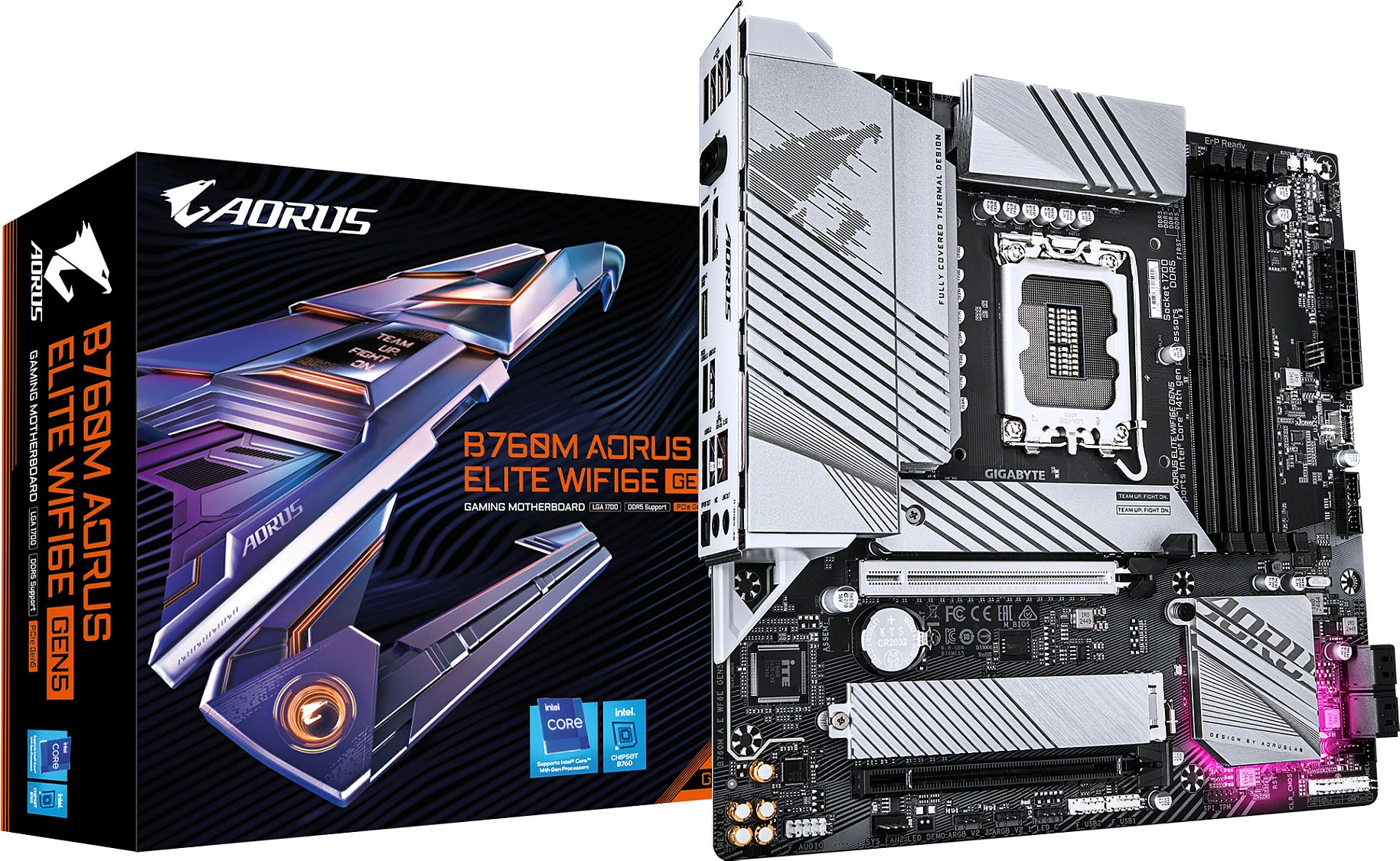 Pllakë amë Gigabyte B760M AORUS ELITE WIFI6E GEN5, LGA1700, DDR5, mATX, Wi‑Fi 6E