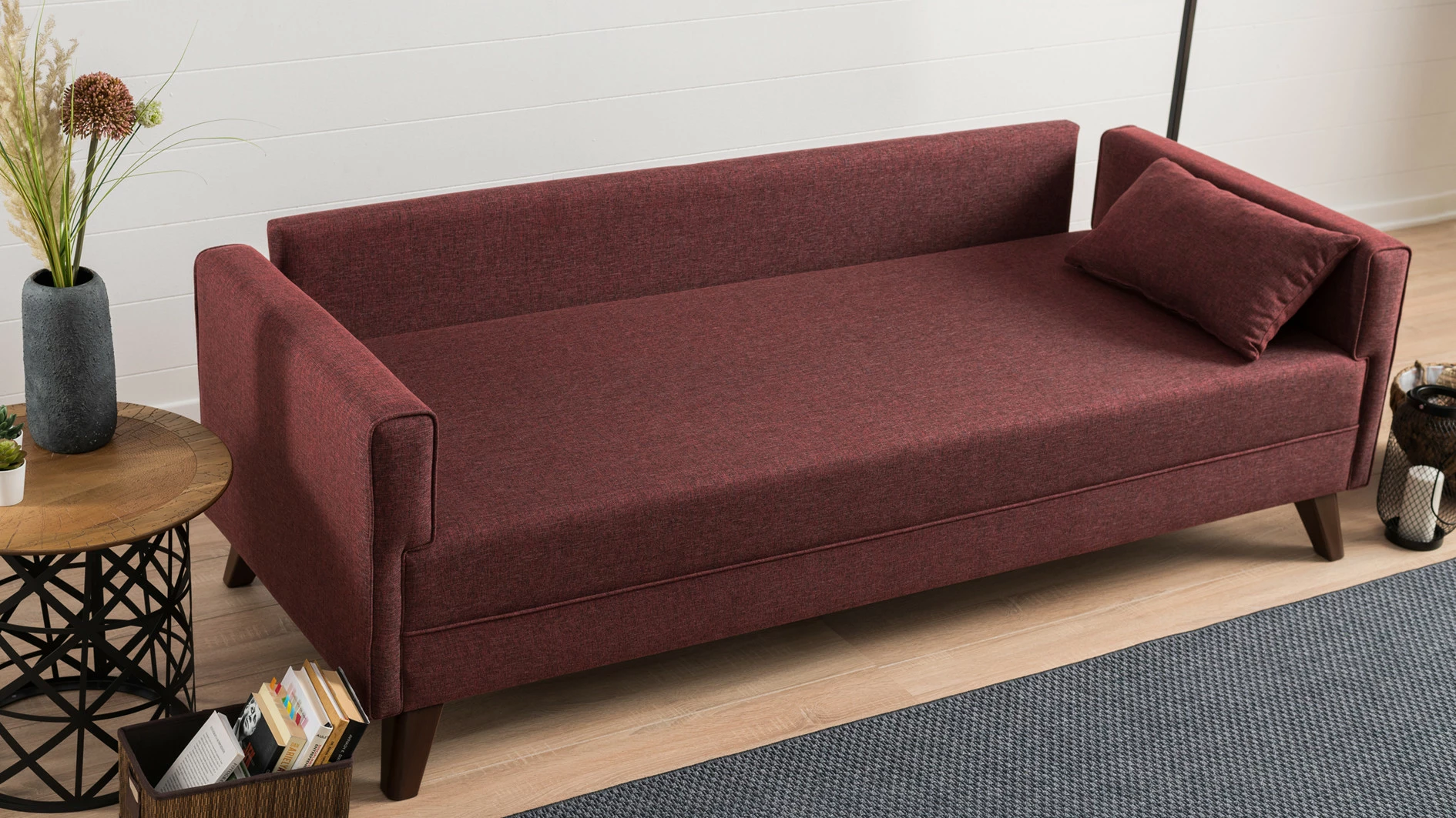 Divan treshe Atelier del Sofa, Bella, ngjyrë e kuqe klaret
