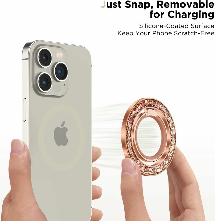 Mbështjellës magnetik Tech-Protect MMR200 me MagSafe, rozë me kristale