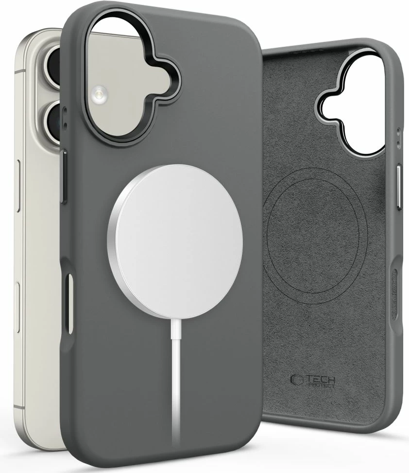 Mbështjellës Tech-Protect Silicone PU MagSafe për iPhone 16, Gri