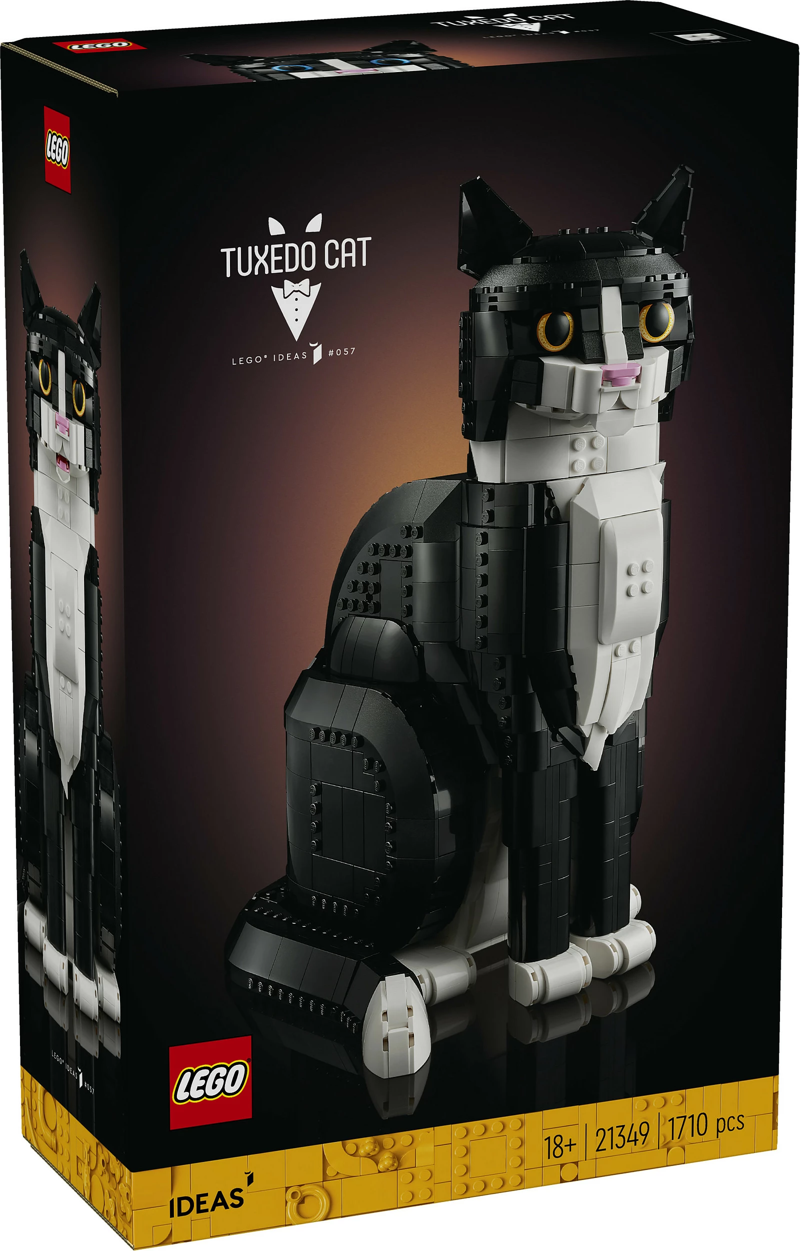 Set ndërtimi LEGO Ideas Tuxedo Cat 21349, 1710 pjesë, 18+, zi/bardhë