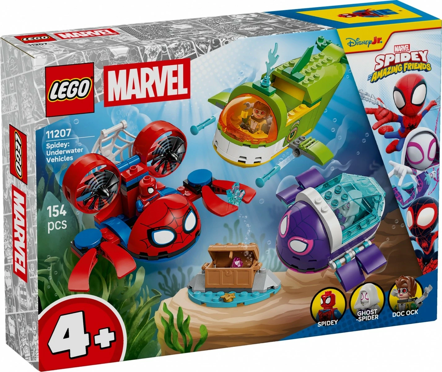 Set ndërtimi, LEGO Marvel, 11207 Spidey: Underwater Vehicles, 154 pjesë, 4+, set i vogël