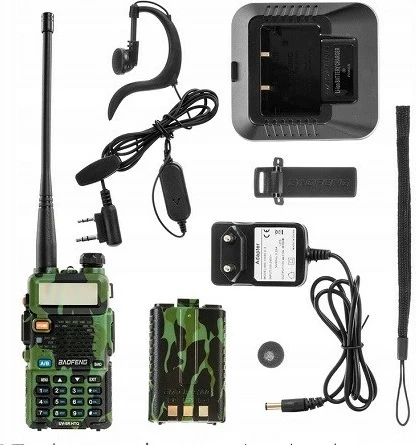 Walkie-talkie BAOFENG UV-5R HTQ Camov, 1800 mAh, Kamuflazh, set me aksesorë