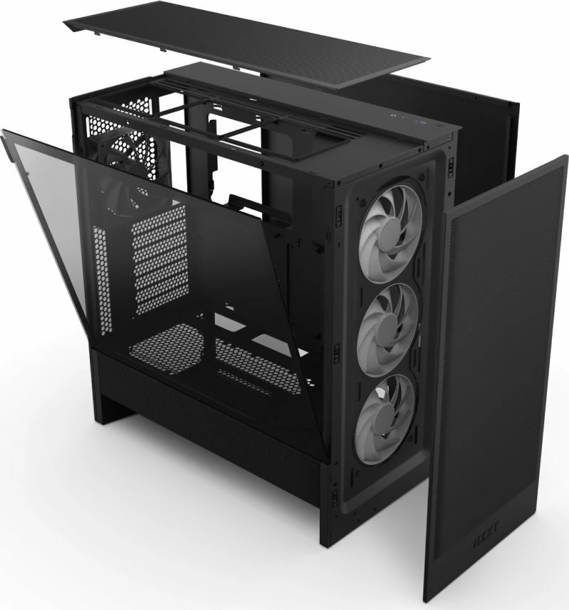 Kasë NZXT H5 Flow RGB CC-H52FB-R1 Midi Tower ATX/eATX, USB-C, pa furnizim rryme, e zezë