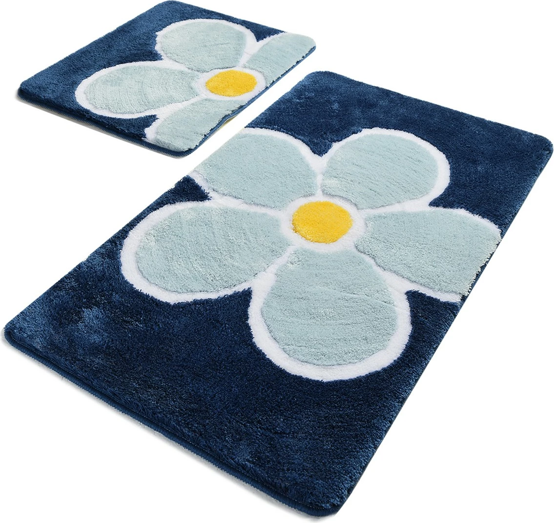 Set tapetë banjoje akrilik (2 copë), lule, blu
