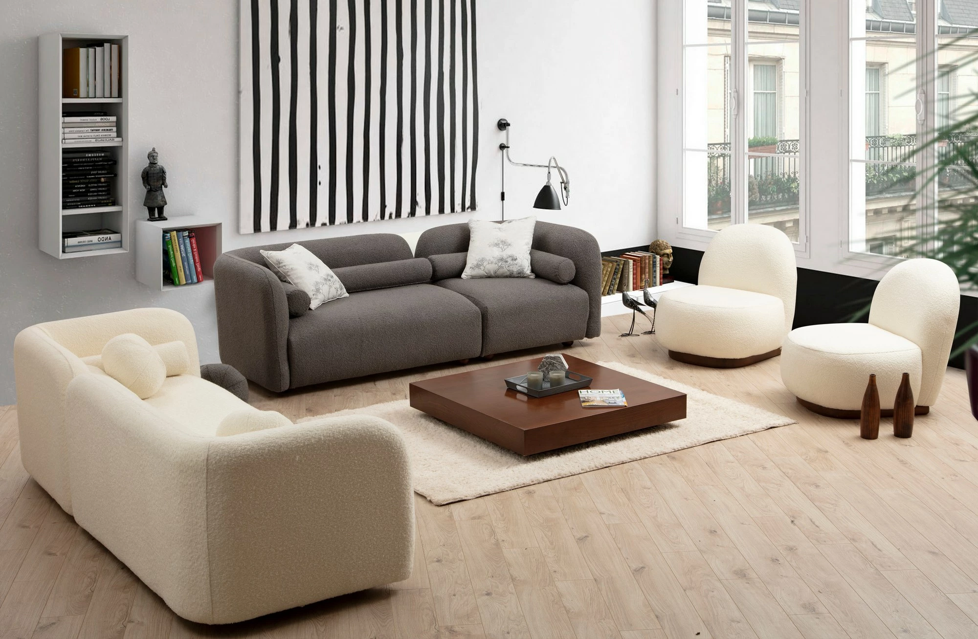 Divan dy-vendësh Atelier del Sofa, Victoria Bouclette, krem