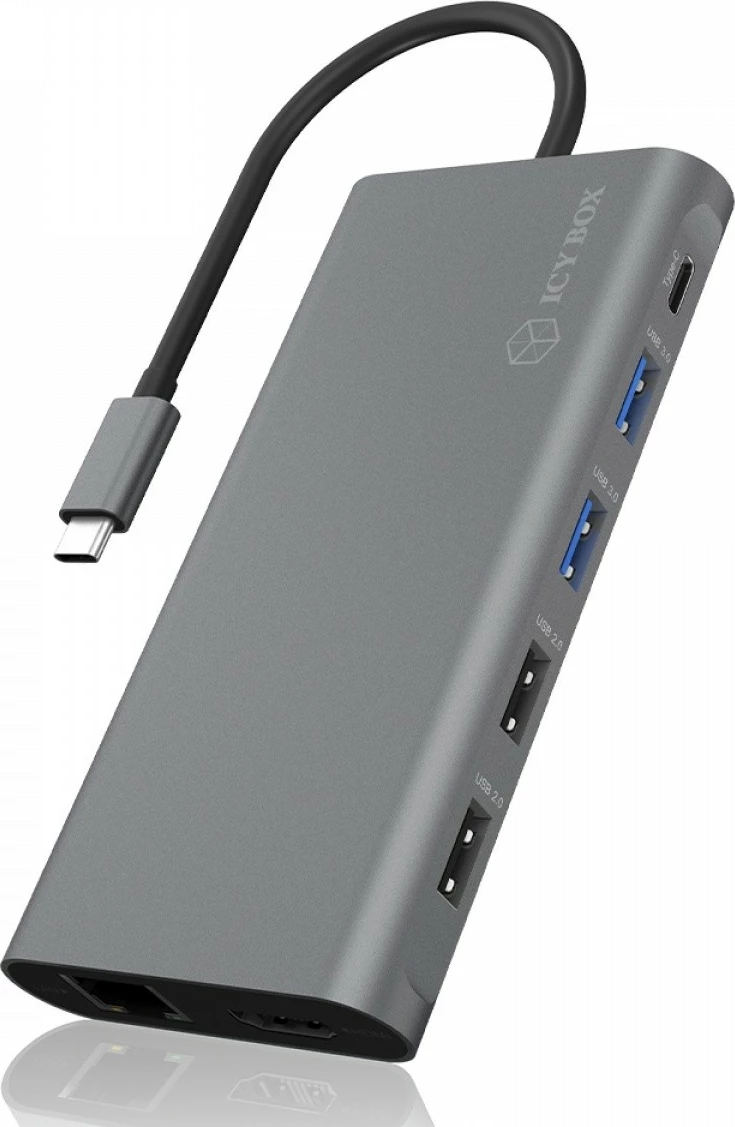 Stacion dokimi IcyBox IB-DK4050-CPD 12-në-1, anthracite/zi