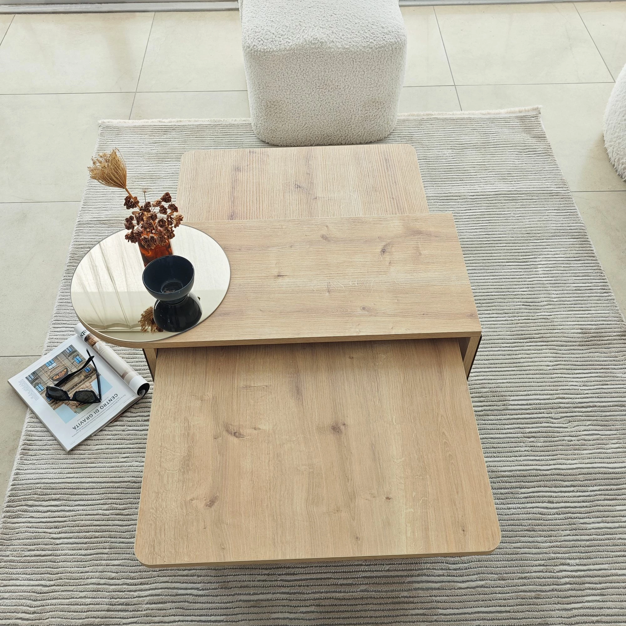 Set tavolinash kafeje Skye Decor, Luna 2, bronzie, sapphire oak