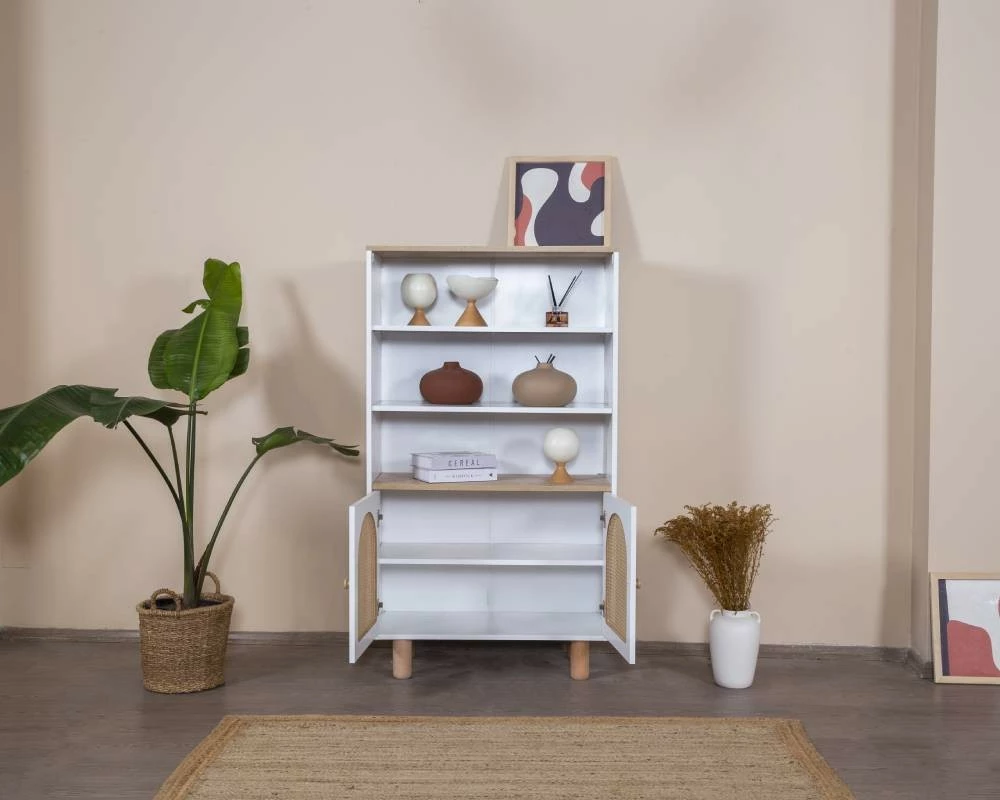 Raft librash Skye Decor, bohem, bardhë dhe lis