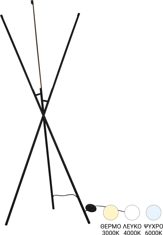 Llambë dyshemeje Loly, metal i zi, LED, 40x40x145cm