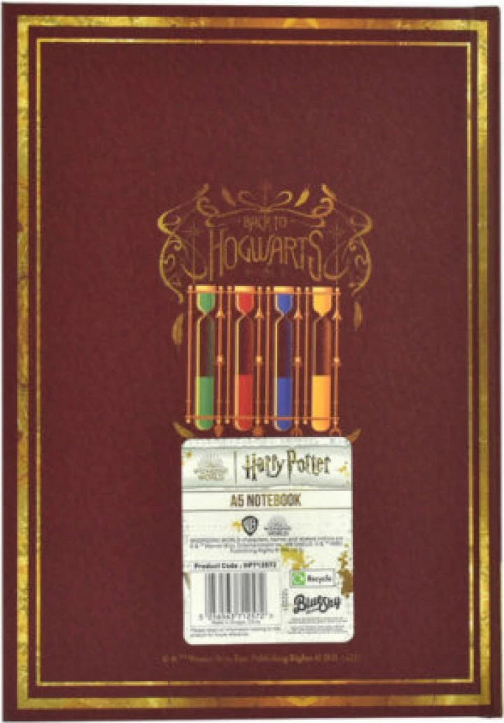 Fletore BLUE SKY Harry Potter A5 me kopertinë të fortë, me vija, Colourful Crest, e kuqe