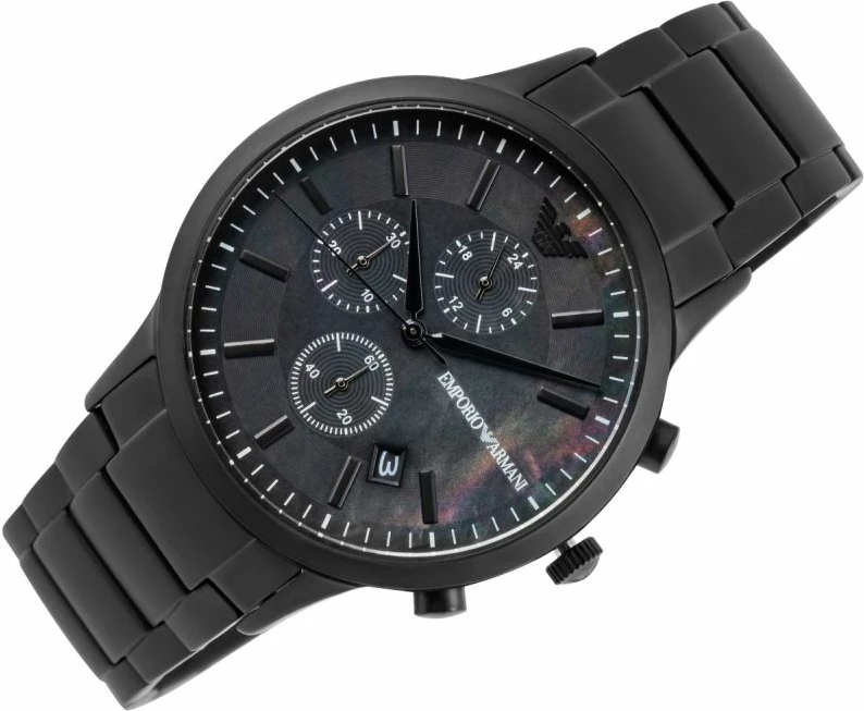 Orë dore për meshkuj Emporio Armani, e zezë