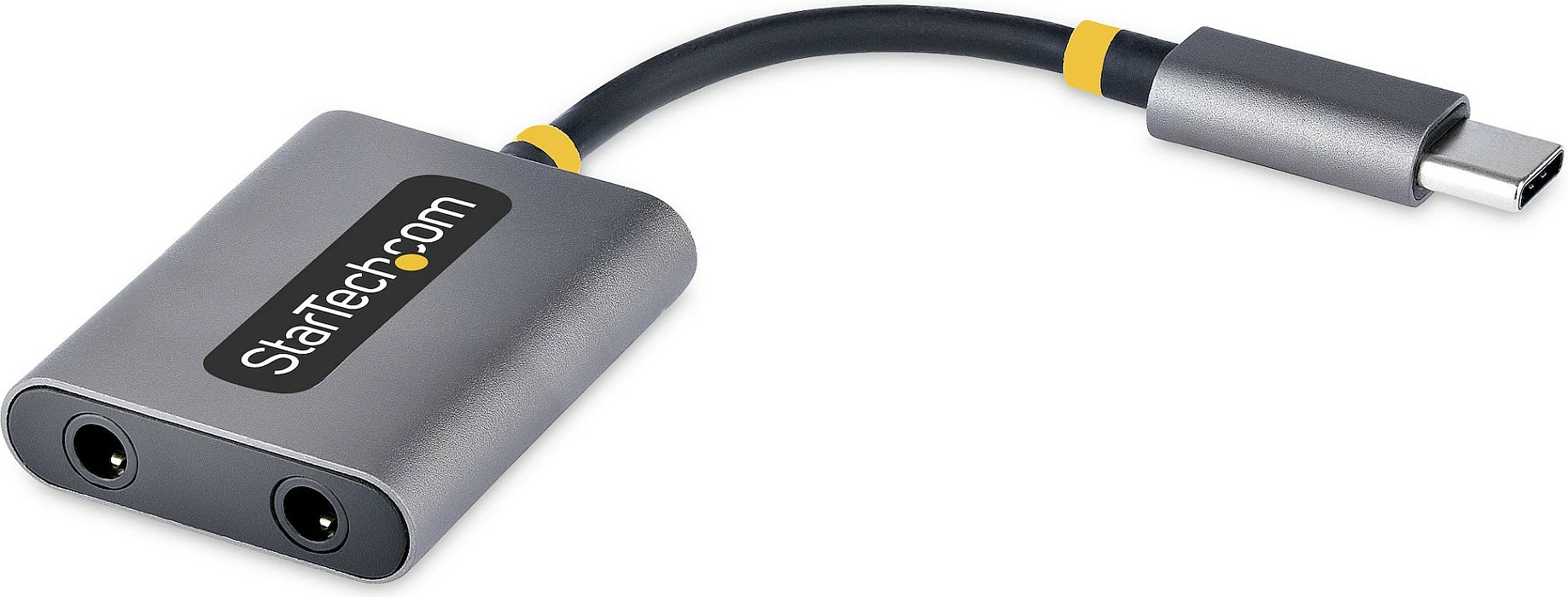 Splitter audio USB-C StarTech, USB-C në 2x 3.5mm, me hyrje mikrofoni, Gri