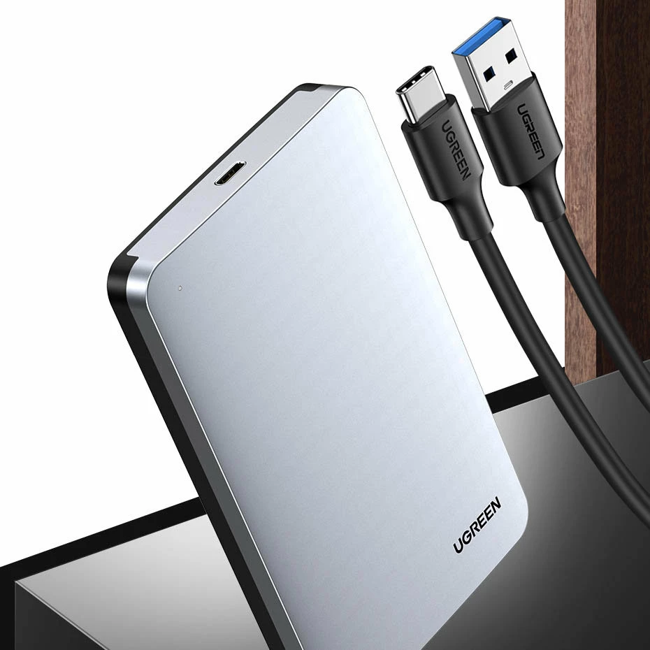 Kasë Ugreen CM300 70498 për hard disk 2.5'' SATA 3.0, USB-C/USB-A, 0.5m, Gri