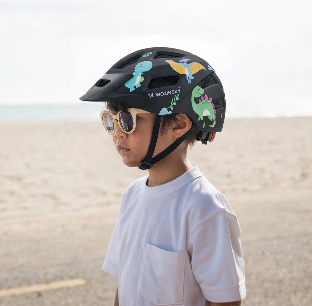 Helmetë biçiklete për fëmijë MTB, Wozinsky HT-45CS, rregullim 360°, vizor i heqshëm, S (52-56 cm), e zezë