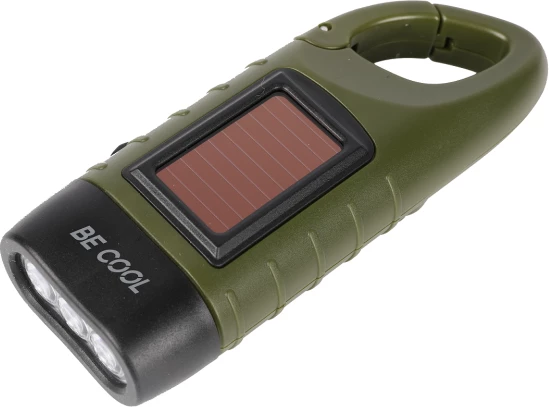 dritë dore solare me manivelë BECOOL BC23KTL40, 3x LED, IPX3, me karabinë, gjelbër/zi