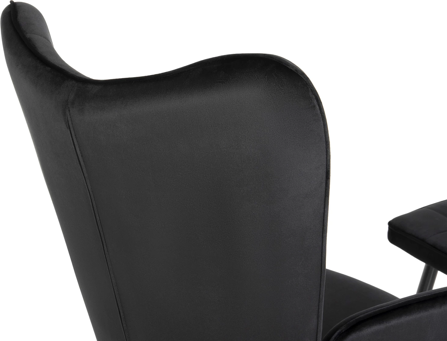 Karrige me mbështetëse për këmbë CRAWLEY FH8918.04, kadife e zezë, këmbë metalike, 70x57x103Hcm