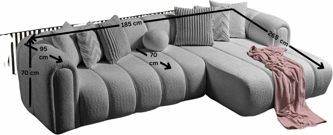 Këndare Atelier del Sofa, N-Line, e djathtë, ngjyrë gri