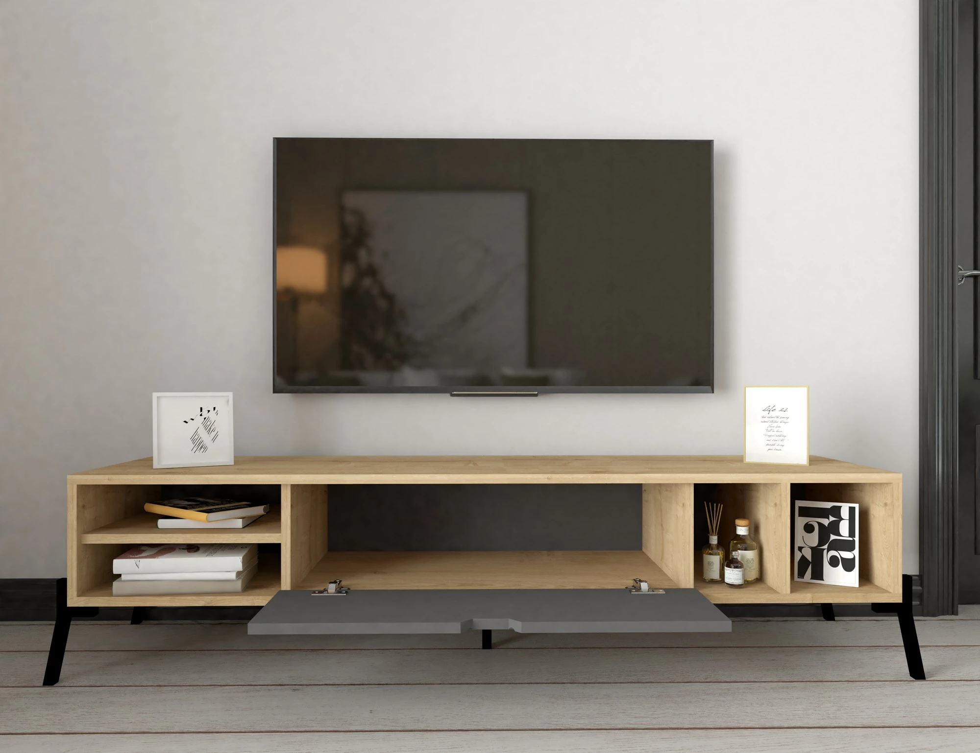 Set mobiljesh për dhomë dite, Ponuse, ngjyrë lis safir dhe antracit