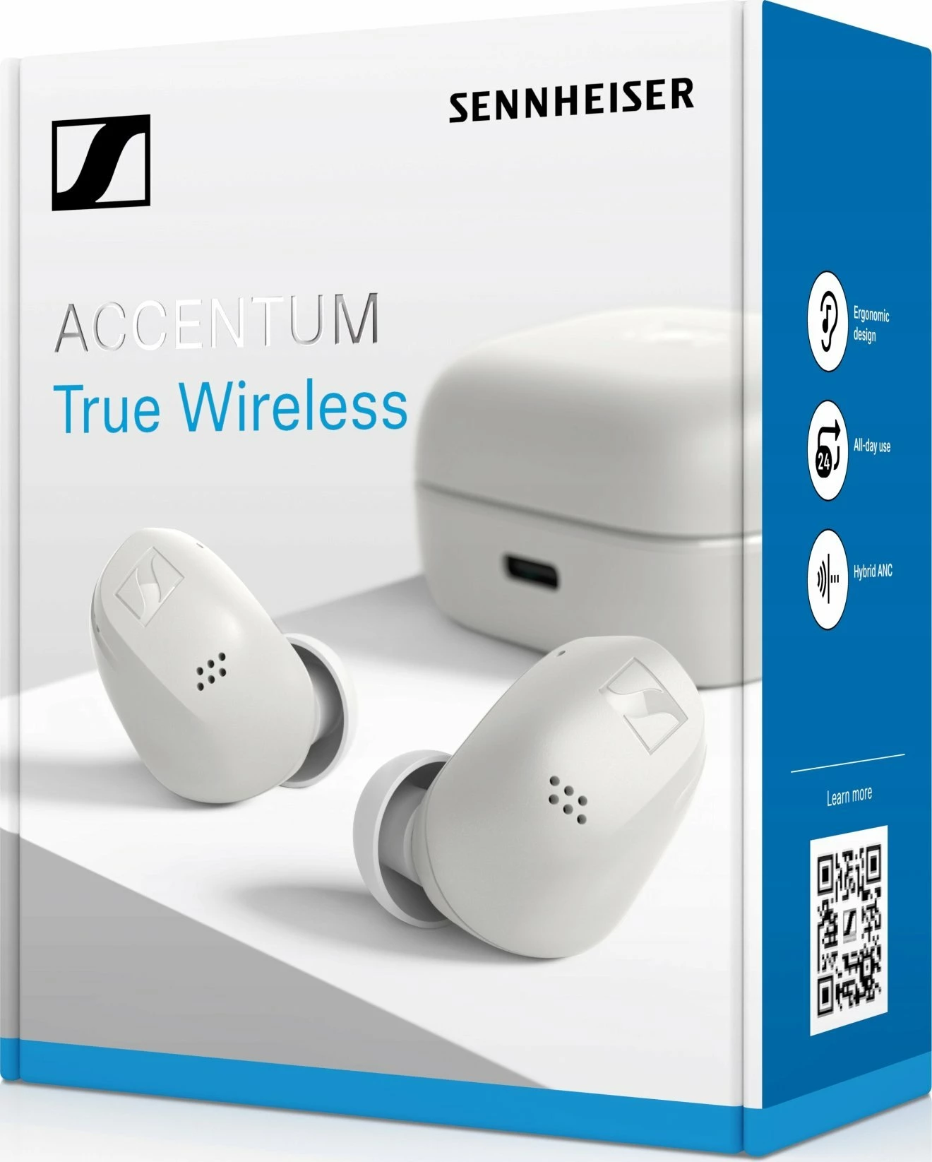 Kufje Sennheiser ACCENTUM True Wireless, Bluetooth 5.3, ANC hibrid, 28 h, të bardha