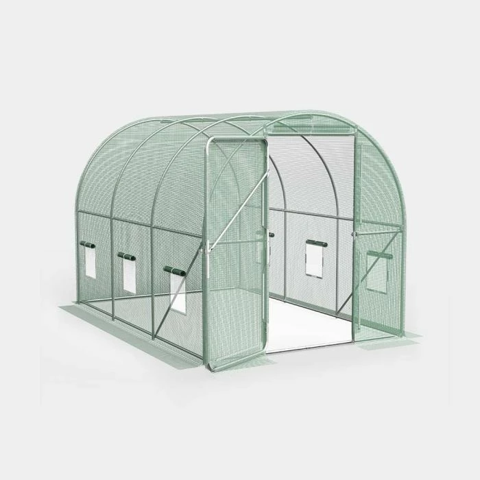 Serë tunel VONHAUS 2502067 200x200x300 cm, mbulesë PE 140 g/m², kornizë çelik i galvanizuar, set me 4 kunja + 4 litarë, e gjelbër