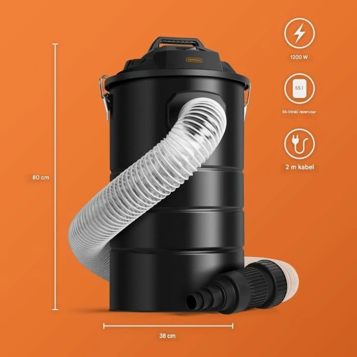 Kolektor pluhuri VonHaus 3500179,2 55 L 1200 W me filtër HEPA, zi, set adaptorësh 5 copë