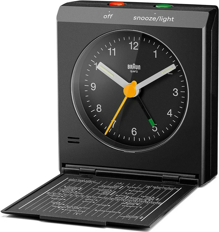 Orë alarmi Braun BC 05 B, quartz, me dritë dhe snooze, e zezë