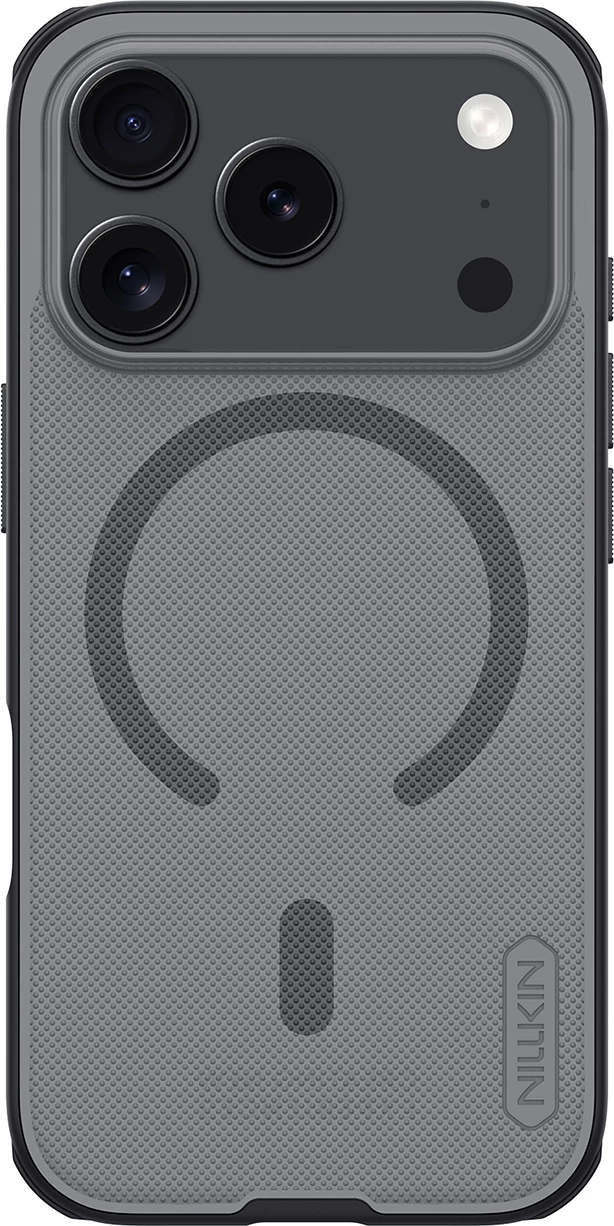 Mbështjellës Nillkin Super Frosted Shield Pro, për iPhone 17 Pro, MagSafe kompatibil, PC+TPU, e zezë transparente