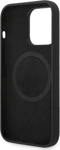 Mbështjellës Guess GUHMP14LSBPLK për iPhone 14 Pro 6.1", silikon, MagSafe, zi