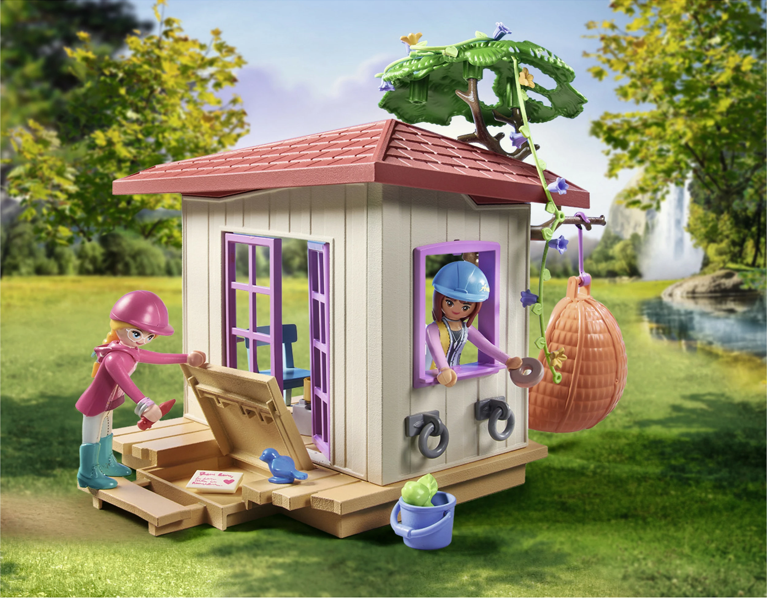 Set lodër Playmobil Horses of Waterfall 71638, klub shtëpizë për kuaj, 63 copë, shumëngjyrëshe