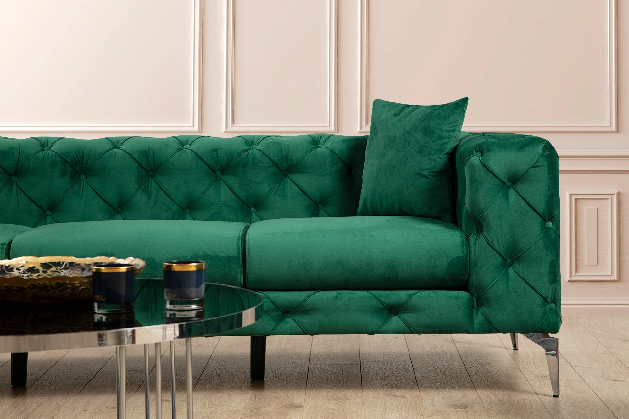 Divan treshe Atelier del Sofa, Como, ngjyrë e gjelbër