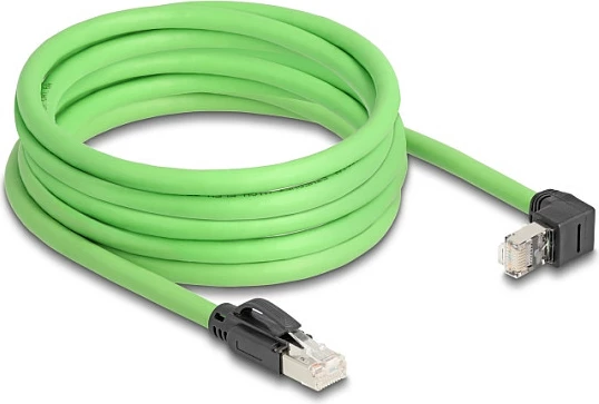 Kabllo rrjeti DeLOCK Cat6a RJ45 5m, njëra anë e kënduar, SF/UTP, e gjelbër/zezë