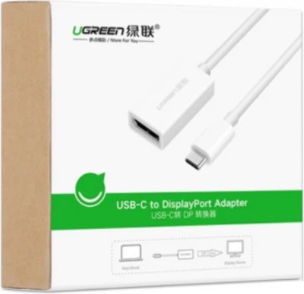 Adapter USB-C në DisplayPort UGREEN 40372 4K@60Hz 15cm, i bardhë