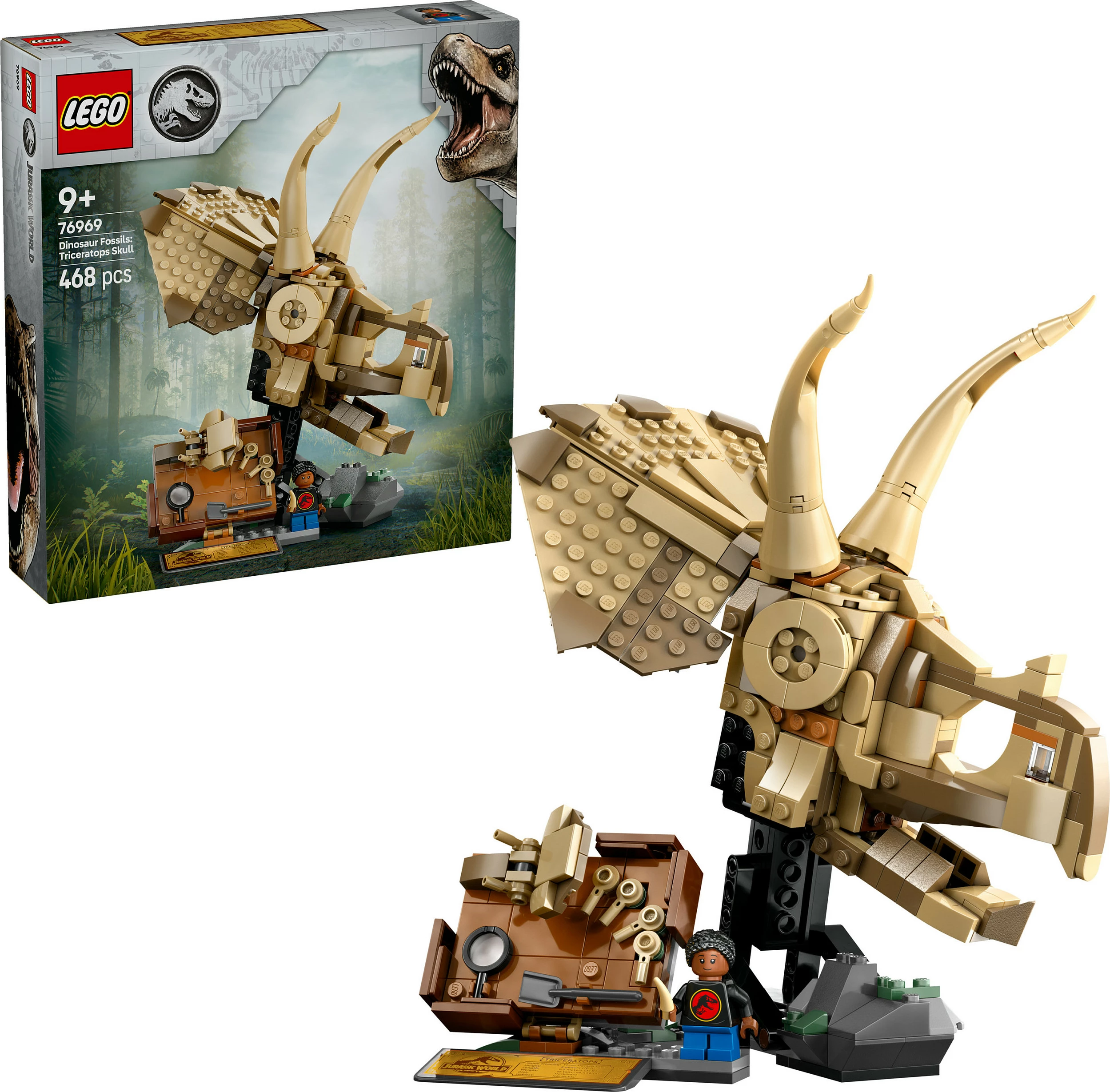 Set ndërtimi LEGO Jurassic World 76969, fosili i Triceratopsit, 468 pjesë, multikolor