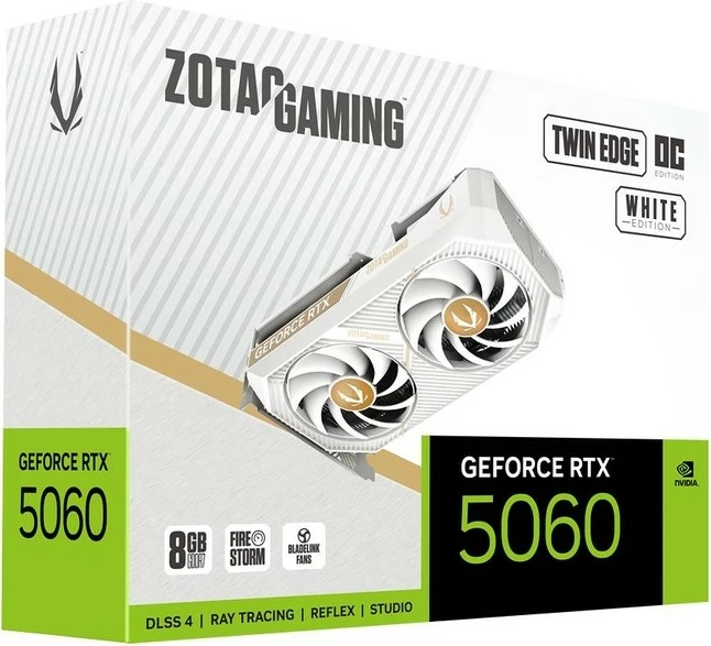 Kartelë grafike Zotac RTX 5060 Twin Edge OC 8GB GDDR7 e bardhë