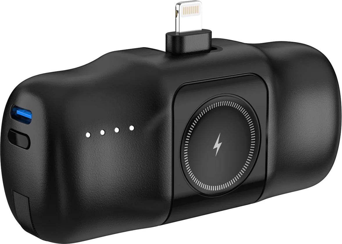 Powerbank Wozinsky WF16-YLS, 5000mAh, 15W, me kabllo USB-C të integruar dhe karikues për Apple Watch, e zezë