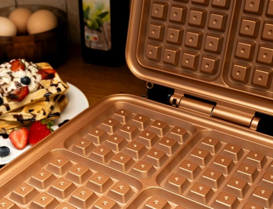 Aparat për waffle Ideal IK1602 1200 W, 4 waffle, argjend