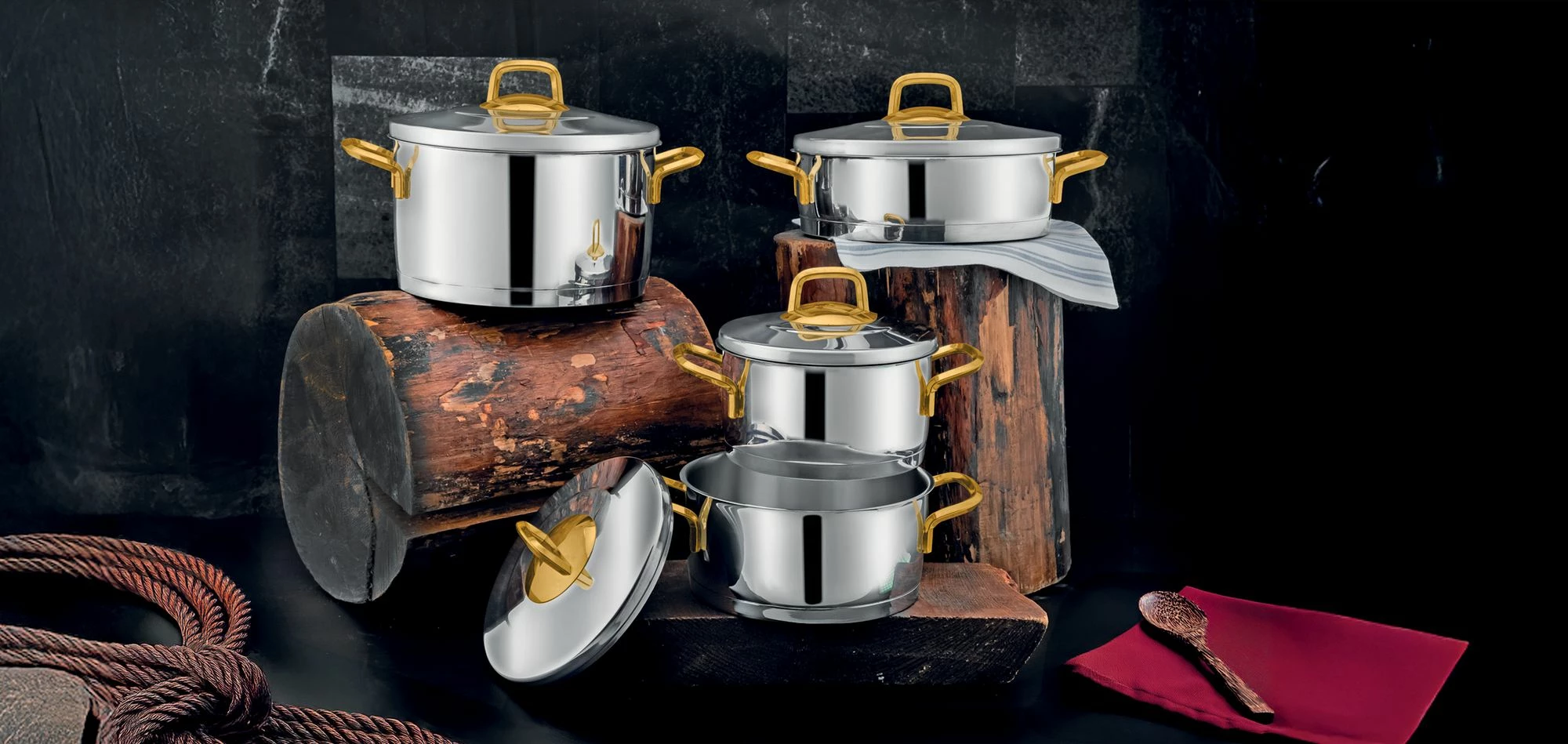 Set tenxheresh prej çeliku inoksi, 8 pjesë, Hermia Concept, Alya4060