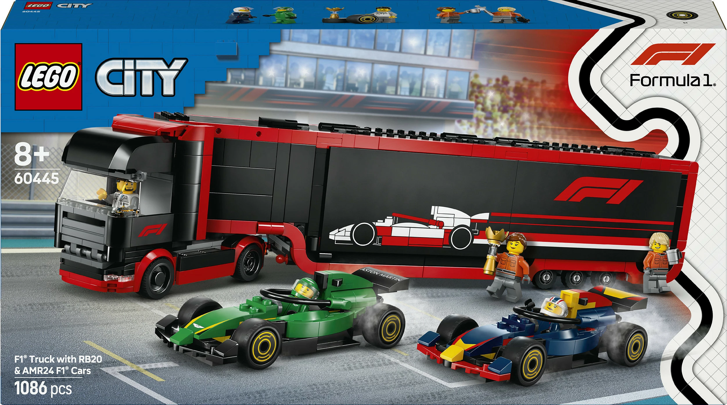 Set ndërtimi LEGO F1 kamion me RB20 & AMR24, 1086 pjesë, plastikë, shumëngjyrësh