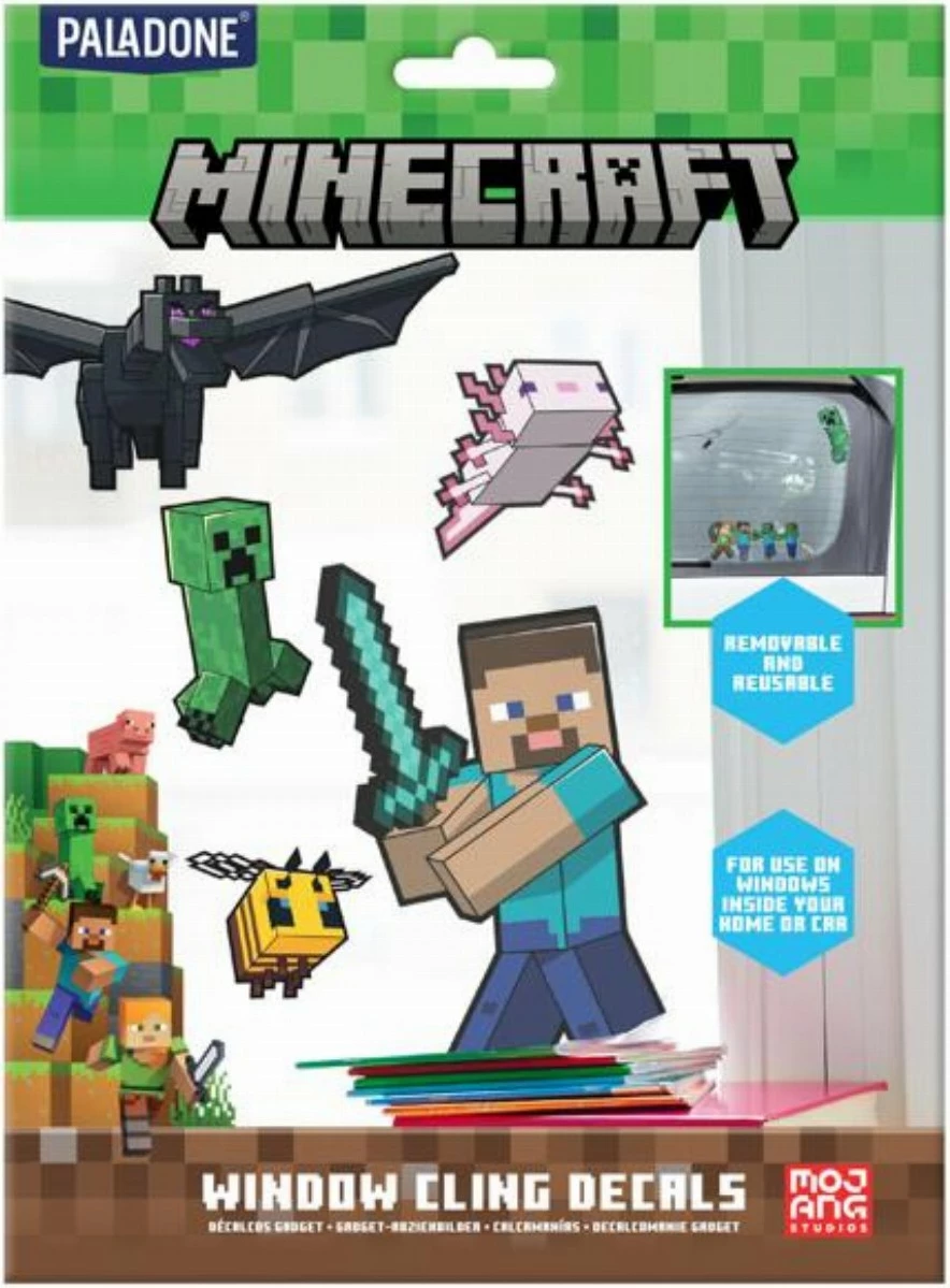 Set ngjitëse për dritare Paladone Minecraft, 34 copë, të heqshme dhe të ripërdorshme
