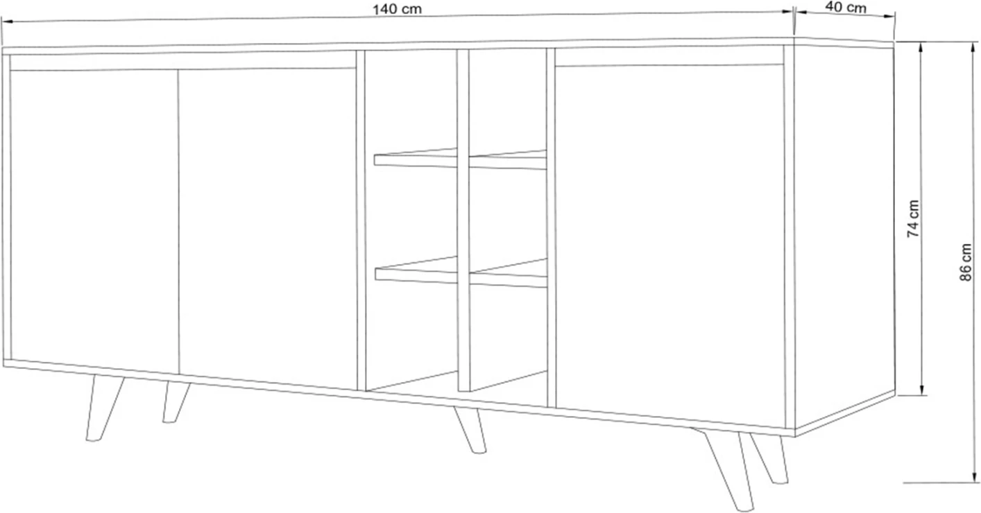 Bufe melamine, ngjyrë arre dhe e bardhë, 140x40x86H cm, FH9432.02