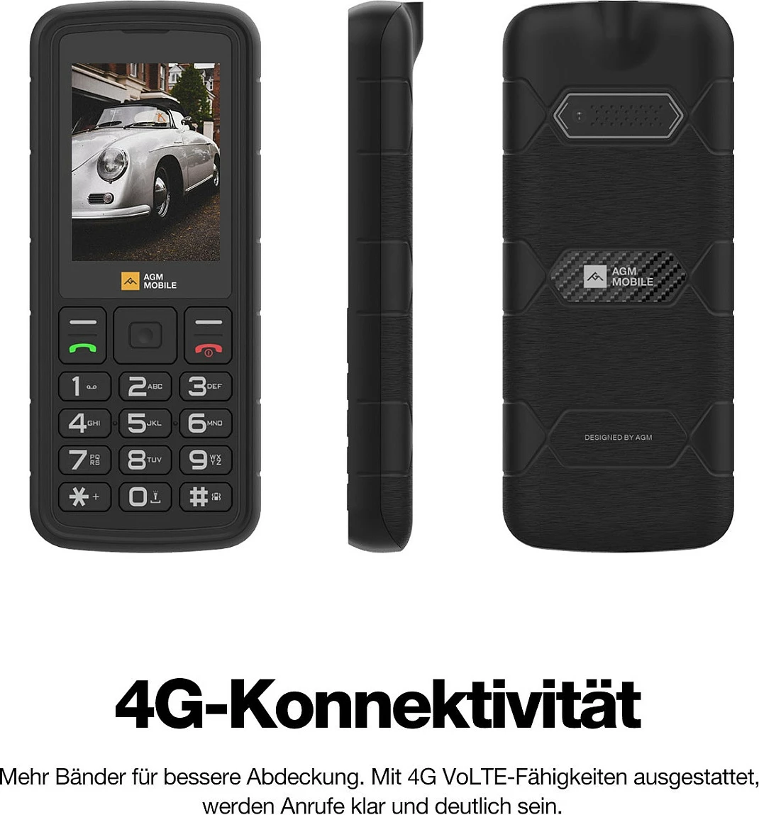 Celular bea-fon AGM M9, 4G LTE, Dual SIM, IP68/IP69K, 2.4", USB-C, i zi