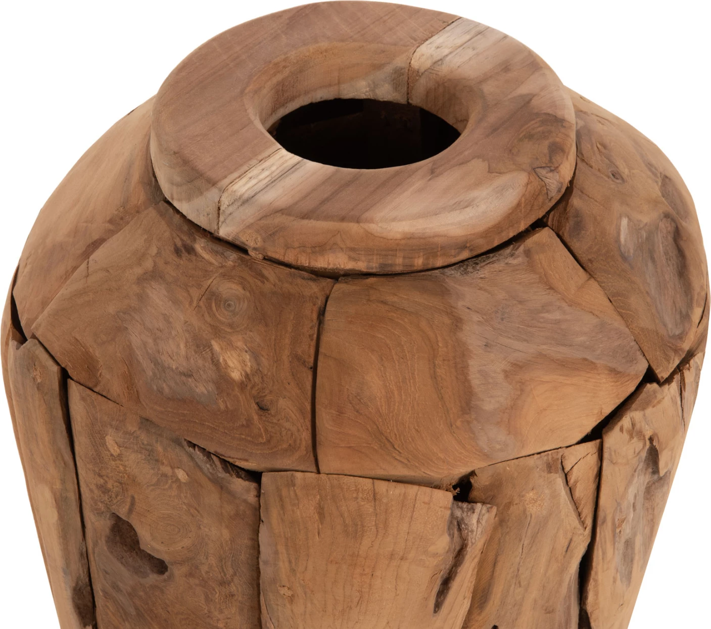 Vazo dekorative ZENIA FH7919 copa të ricikluara druri tik ngjyrë natyrale Φ30x60Hcm