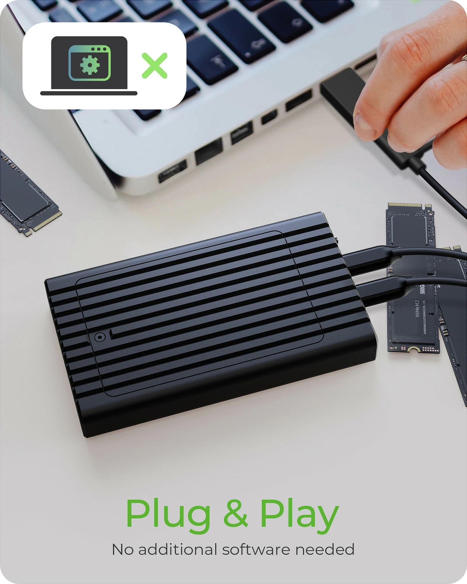 Kasë SSD ICY BOX IB-2817MCL-C31, USB-C 3.2, 2x M.2 NVMe, e zezë