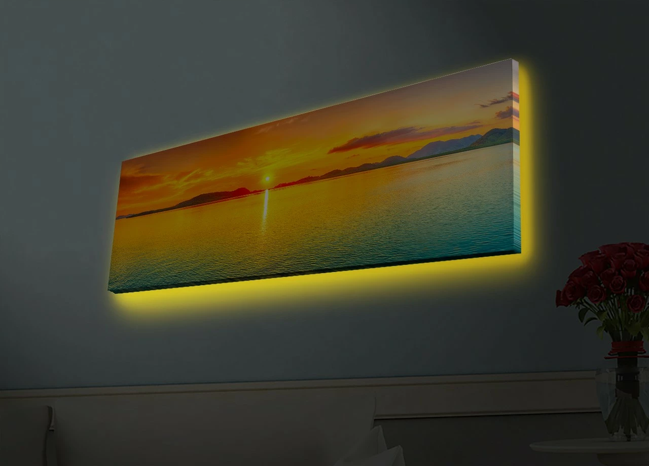 Pikturë dekorative me drita LED, Wallity, 3090HDACT-003, shumëngjyrëshe, 30x90cm