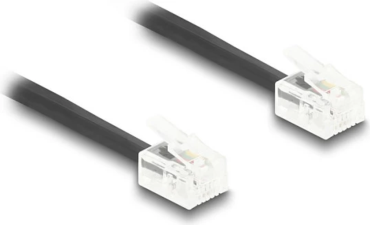 Kabllo telefoni DeLOCK RJ11-RJ11, 3 m, spirale, e zezë