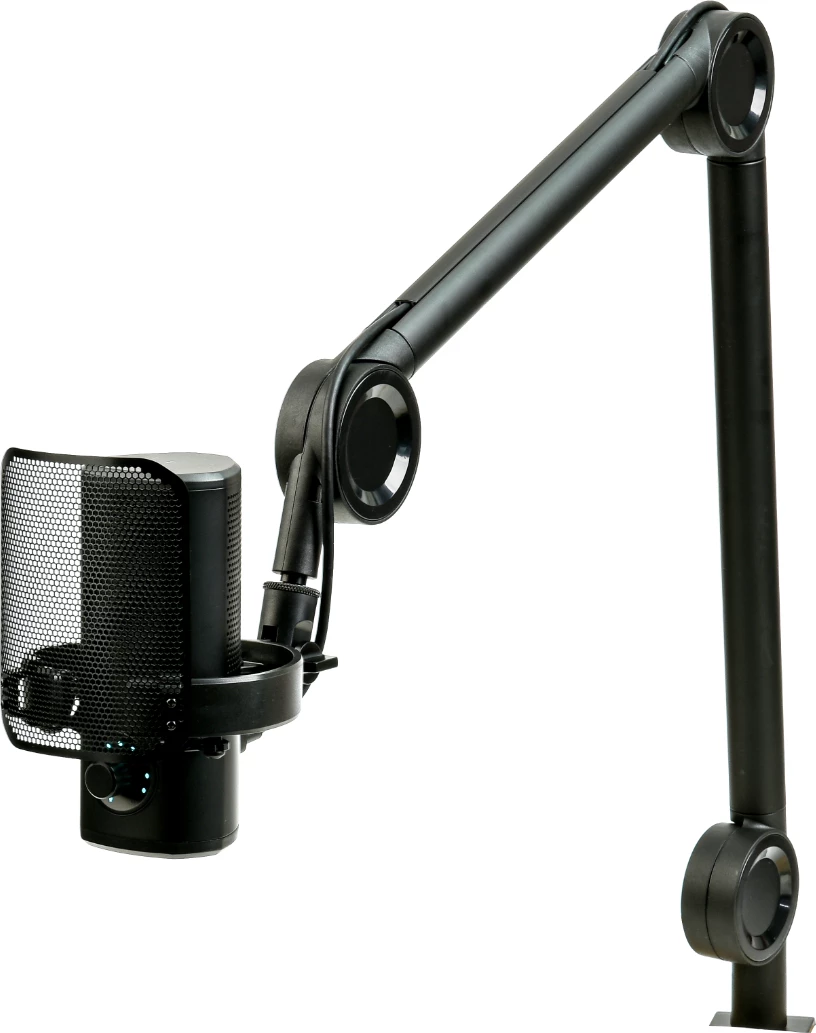 Mikrofon kondensator USB Aiwa PDM-A10, 24-bit/96 kHz, kardioid, me krah të rregullueshëm, i zi, set me pop filter dhe kabllo USB-C