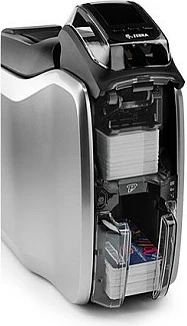 Printer për karta plastike Zebra ZC300, duplex, ngjyra, CR-80, Ethernet/USB, 300 DPI, zi/argjendtë