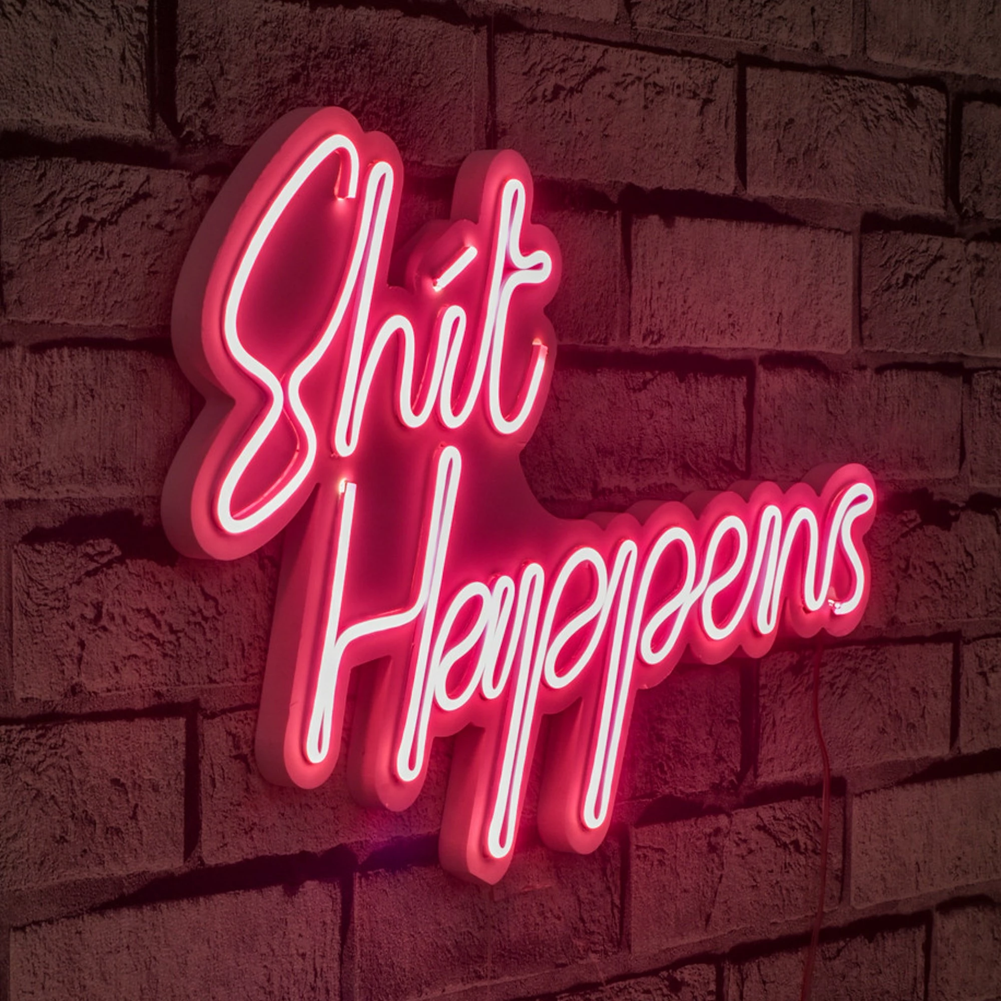 Dekor dritë LED plastike, ngjyrë rozë, Shit Happens