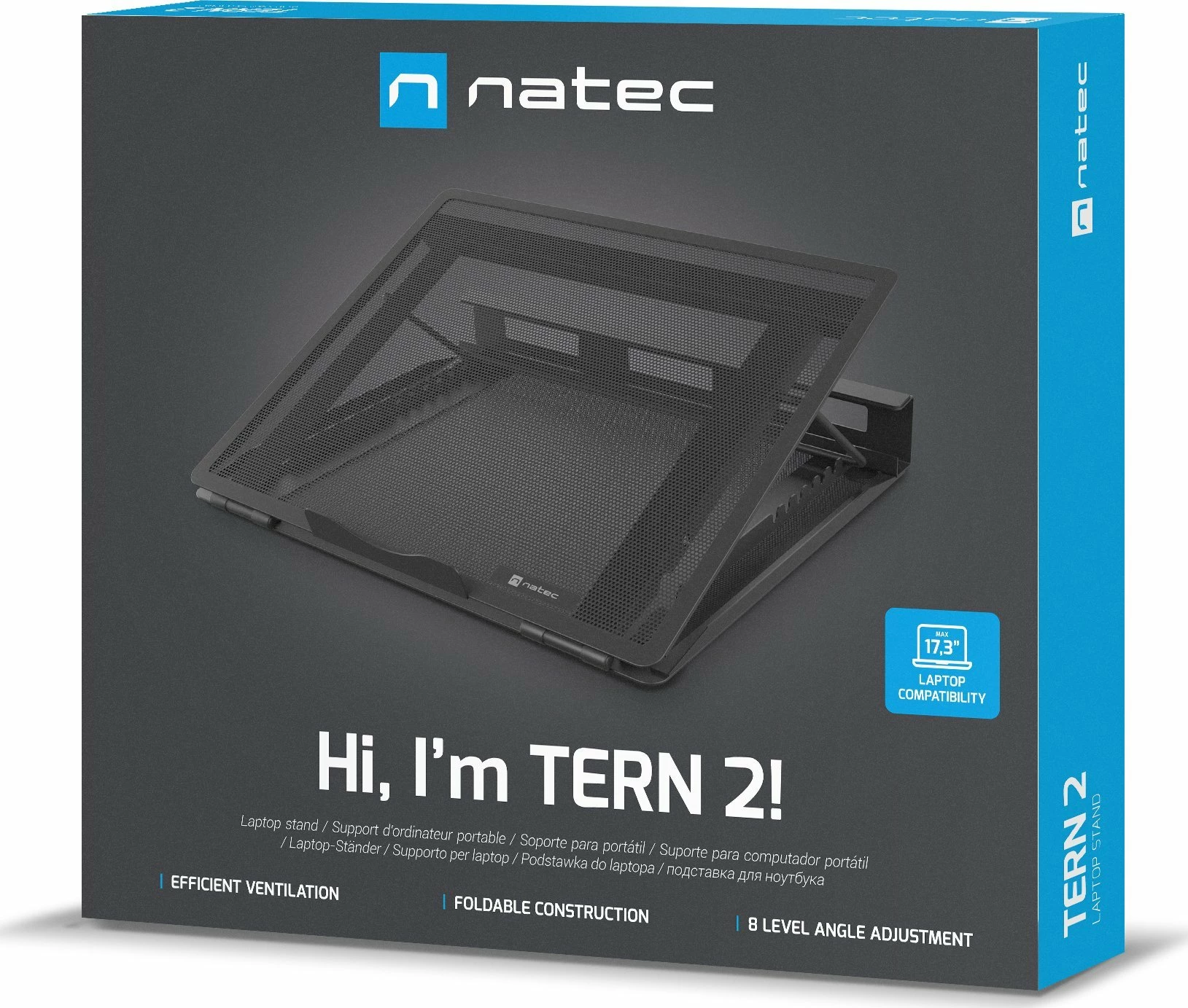 Mbajtëse laptopi Natec Tern 2 NPL-2271 për 12.1\"-17.3\", metal, 8 nivele këndi, e zezë